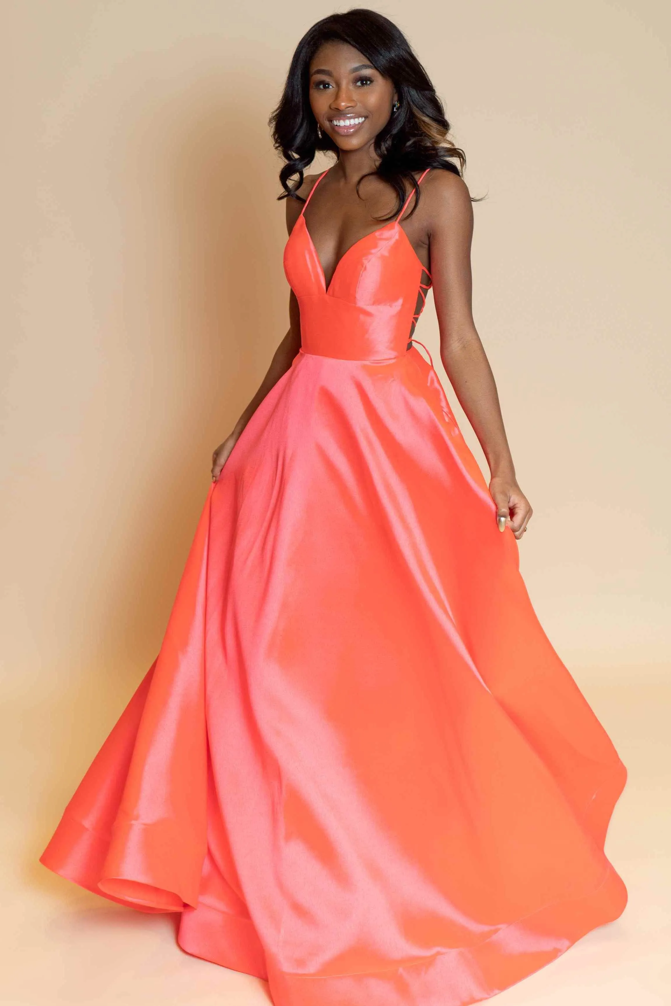 53661 Prom Dress Aqua, Yellow, Coral, Pink