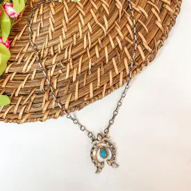 Annie Spencer | Navajo Handmade Sterling Silver Chain Necklace with Naja Pendant with Turquoise Stud