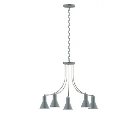 Axis Flare 5-Light Chandelier in Slate Gray with Brushed Nickel Accents