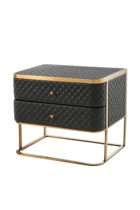 Elegant Black Leather Side Table | Eichholtz Monfort Collection