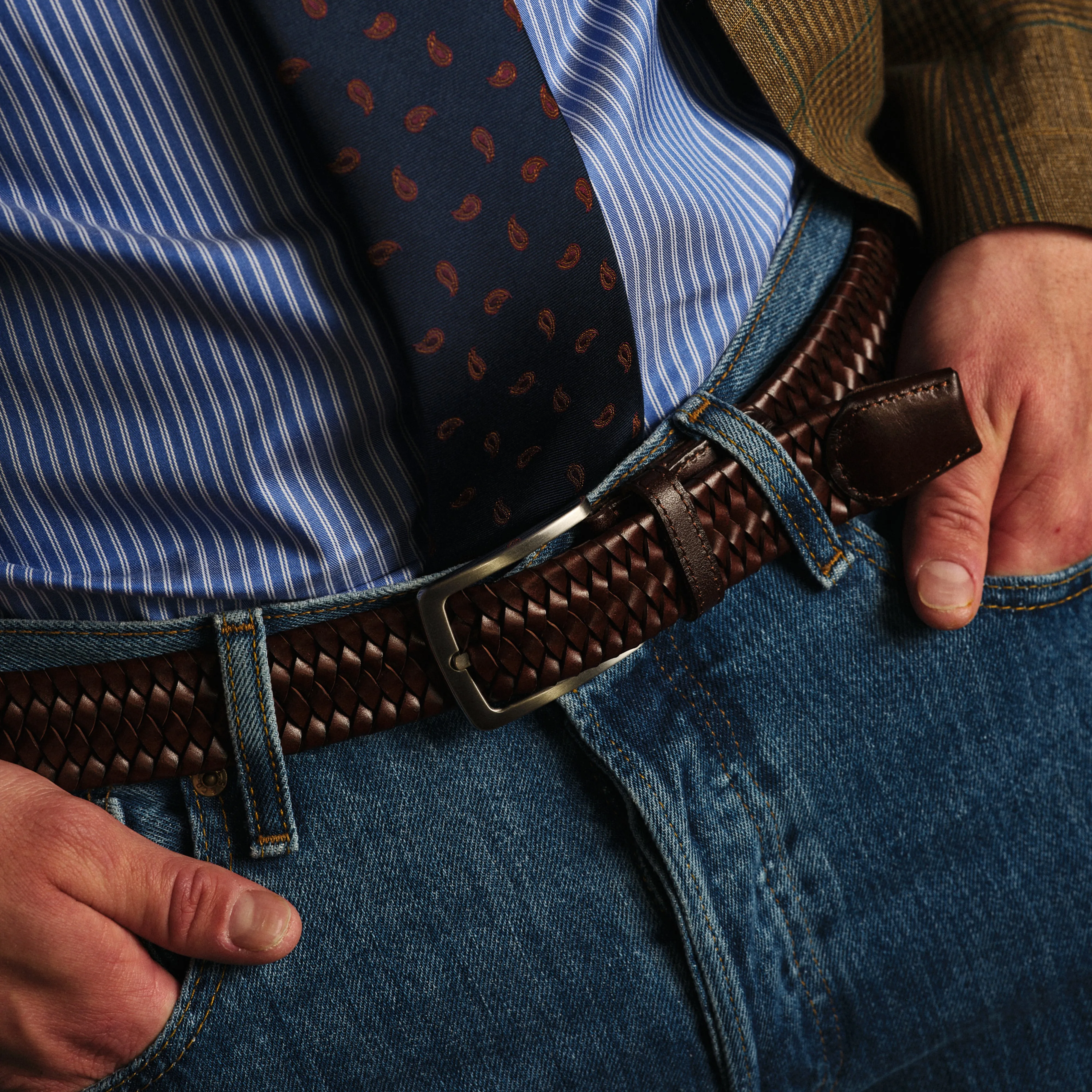 Braided Leather Brown Belt