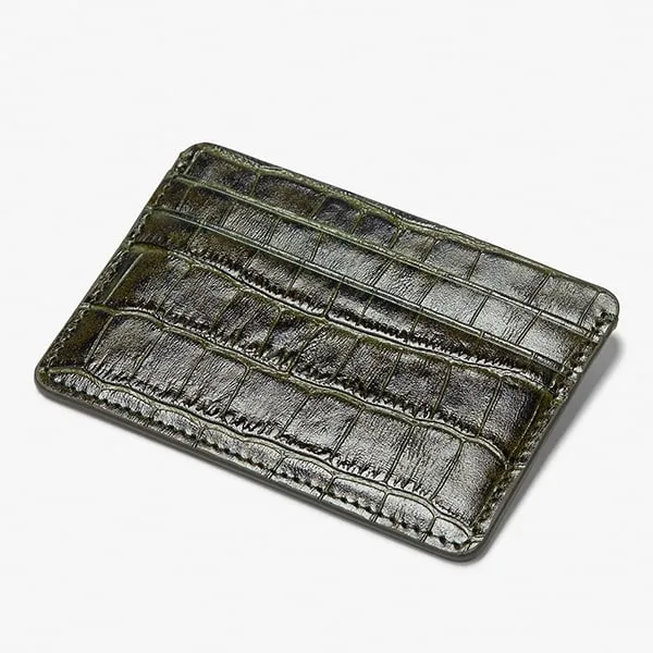 Card Case - Embossed Croc :: Nori