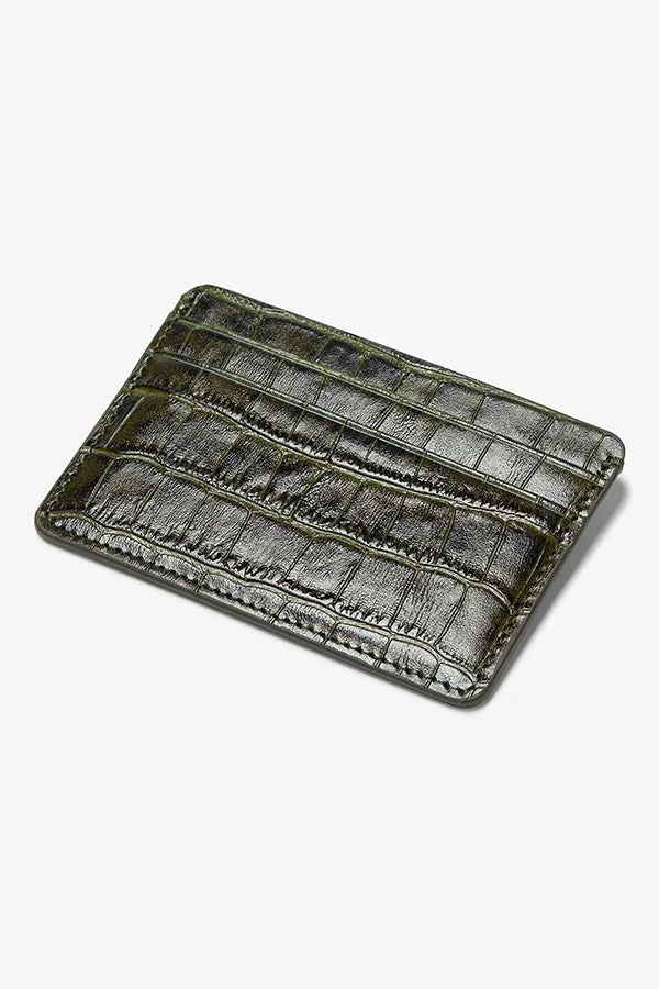 Card Case - Embossed Croc :: Nori