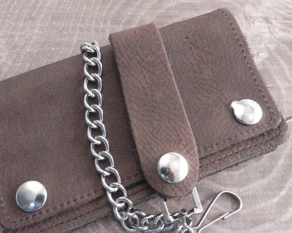 Chain Wallet Black Leather Biker Soft