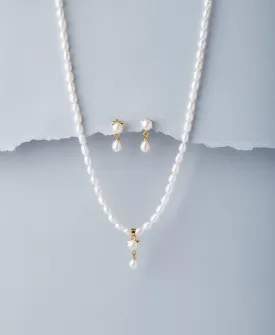 Elegant Real Pearl Necklace Set