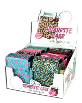 Fabric and Glitter Cigarette Case with Lighter Pouch - 8 Pieces Per Retail Ready Display 29991