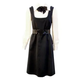 GEOFFREY BEENE 1960s Boutique Black & Cream Satin Dolly Dress