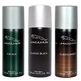 Jaguar Classic Mens Deodorant Set - Black, Green & Amber, 3 x 150 ml