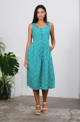 Jodie Dress in Zeds Green Print