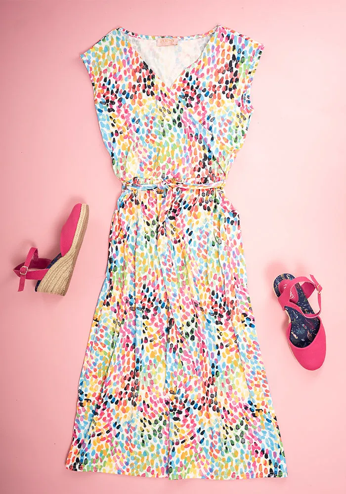 Kenzo Rainbow Confetti Print Midi Dress