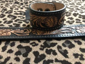 Leather Flower Tooled Bracelet