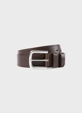 Men's Grained Leather Belt in Brown