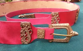 Viking Wolf & Dragon Belt, Red - FB142